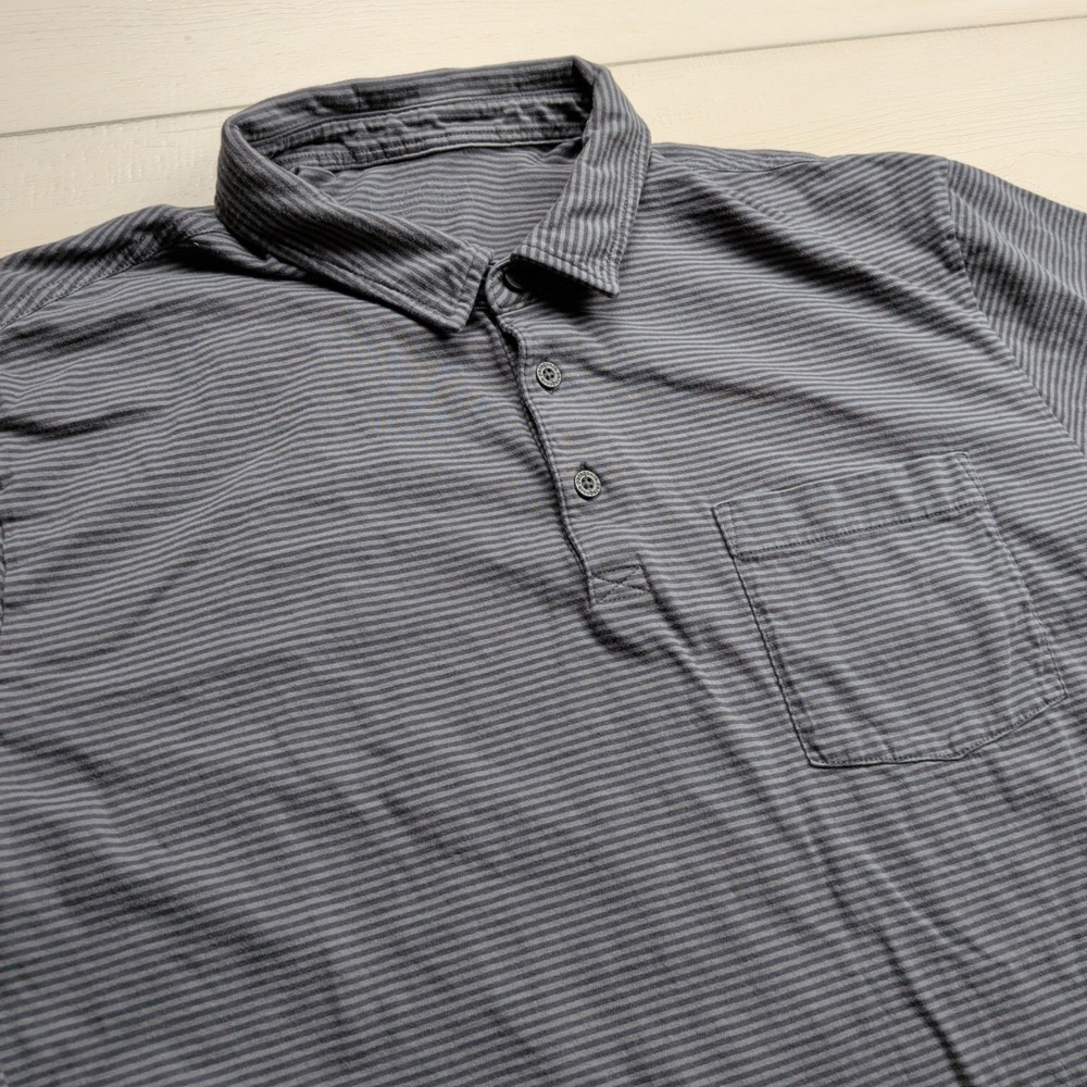 Patagonia Daily Polo Shirt Mens XL Grey Stripe Organic Cotton 53251‎